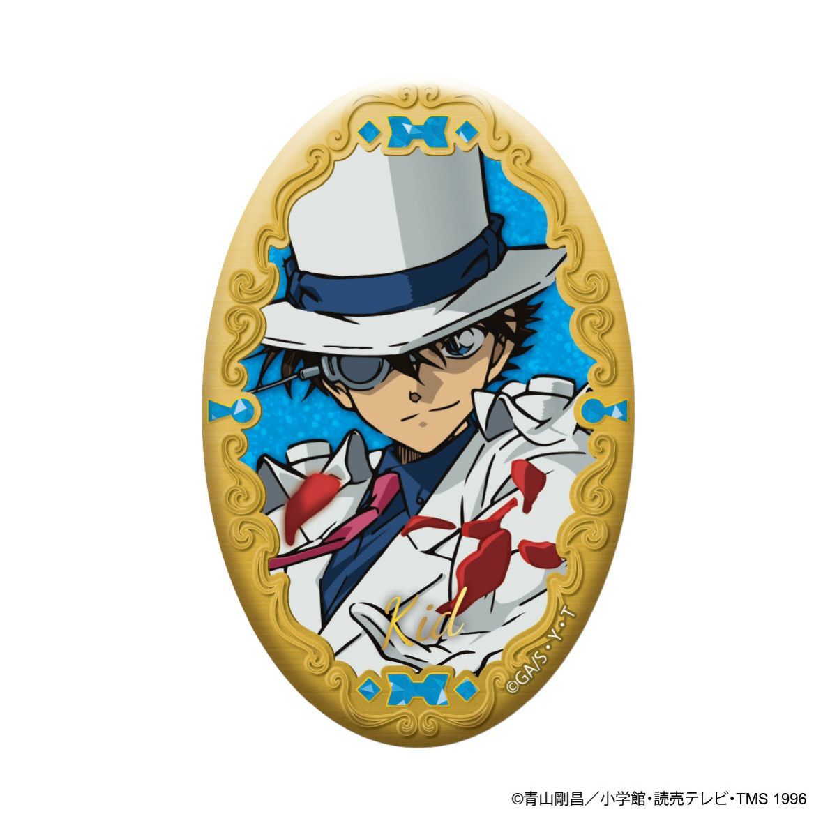 名探偵コナン オーバル缶バッジ（怪盗キッド）