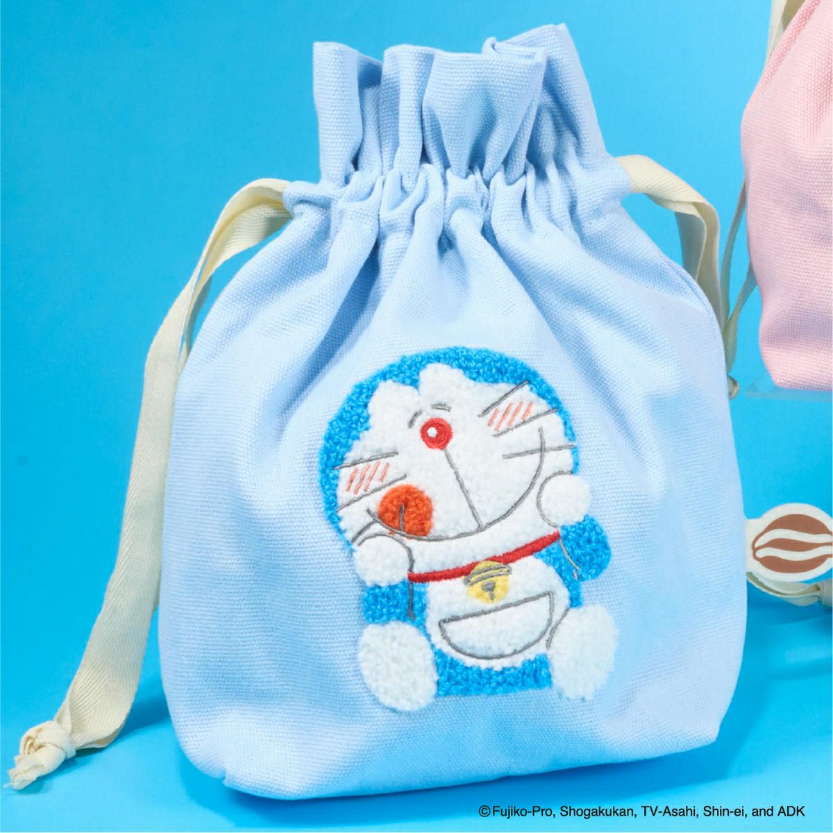 ドラえもん 相良刺繍巾着 ブルー