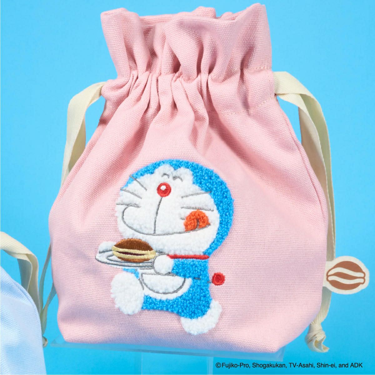 ドラえもん 相良刺繍巾着 ピンク